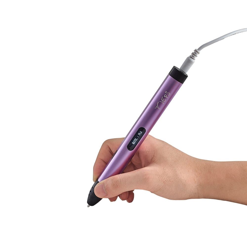 Jefs 3D Pen & 15 Filaments PLA 1,75mm Set Drawing Intelligent Printing Pen Gifts Toys for Boys Girls Modern Arts Crafts with OLED Display 2 Free Filament Refills Model JR7 Normal Temperature