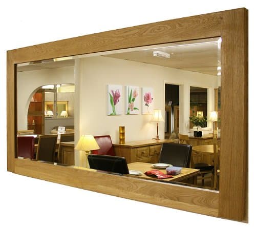 Yabbyou Large Solid Oak Chunky Mirror 150cm by 75cm Bevelled Glass