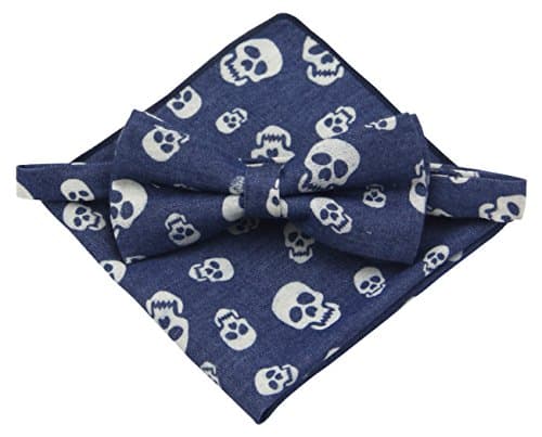 Various Denim Mens Bowtie and Pocket Square Set