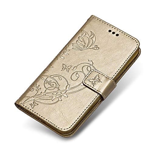 Huawei Mate 20 Pro Case, The Grafu Leather Wallet Case Embossed Design Stand Function Cover with Credit Card Slot for Huawei Mate 20 Pro, Gold