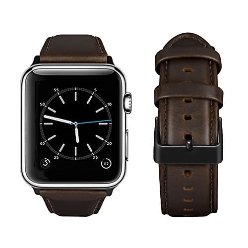 top4cus Genuine Leather iwatch Strap Replacement Band Stainless Metal Clasp, Compatible Apple Watch Series 4 Series 3 Series 2 Series 1 and Sport Edition(Matte Coffee Brown, 44 mm)