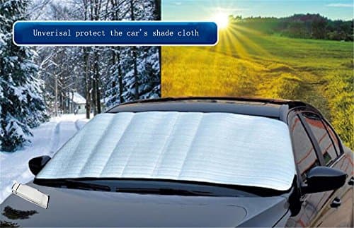 Universal Chrome Silver Car Windshield Sun Shade Cover Foldable Extra Thickness Protector for Cars (Silver)