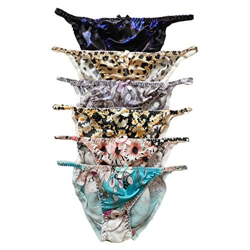 Panasilk 6Pieces Women's Silk String Bikini Flower Size S-XXL(26-41")