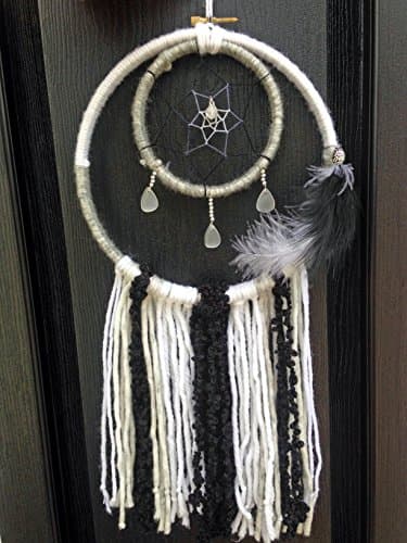 Moon Dream Catcher -Handmade in USA, Grey Dream Catcher, Boho Wall Decor, Unique Wall Decoration
