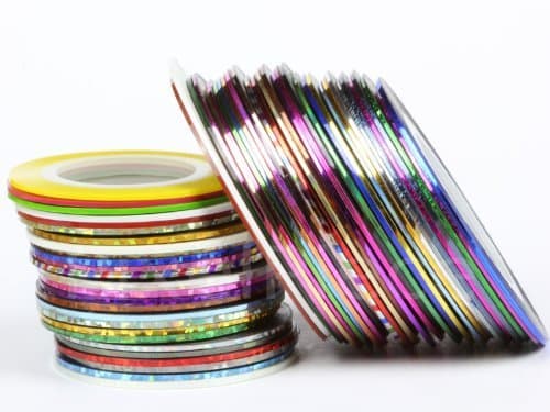 38 Different Style Nail Striping Tape - Solid, Holographic, Glittery Colors by PixelPiece