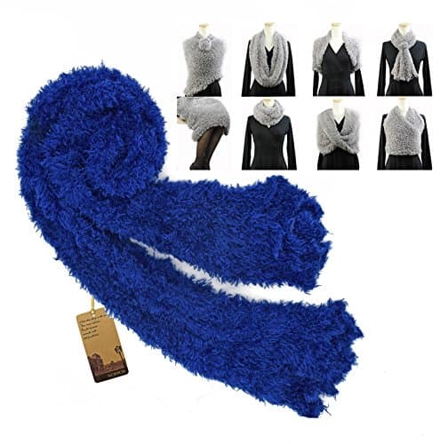 Nopper Women's Fuzzy Infinity Stretch Magic Scarf Changeable Amazing Versatile Scarf Lady Winter Warm (BLUE)