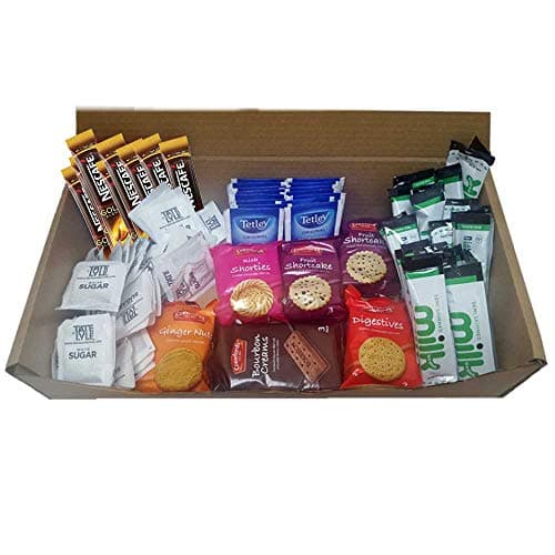 Tea & Coffee Welcome Pack - New Home Students B&B Hotel Holiday Pack Biscuits Sugar Milk (Tetley & Gold Blend)