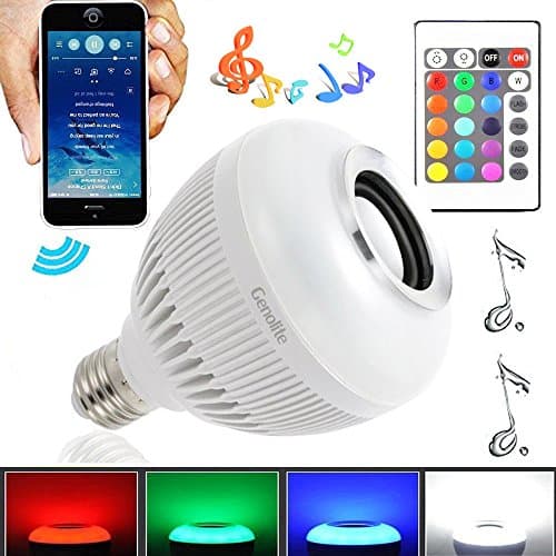 Bluetooth Speaker bulb light 12W Power LED RGBW Color Lights Wireless Control Audio Lamps Music Playing IR Remoter by Genolite