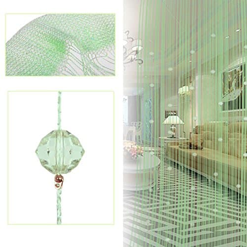 1pcs Decorative String Beads Curtain Wall Panel Fringe Room Door Window Shutters Divider Blind Jabots Panels Scarves Sheers Swags Tiers Valances (Green)