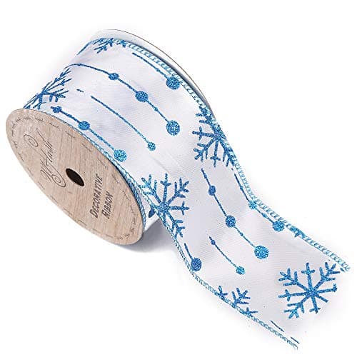 2-1/2-Inch Wide by 10 Yard Spool Wired Edge Craft Ribbon (561 Snowflake Dream Blue)