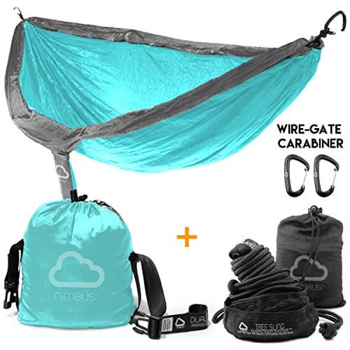 2017 SALE!!! Ends Today! - Double Outdoor Camping Nylon Hammock with Tree Slings &amp; Premium Carabiner [Complete Hammock Set] - Designed in USA | Top Rated | Built to Last | by Nimbus Hammock