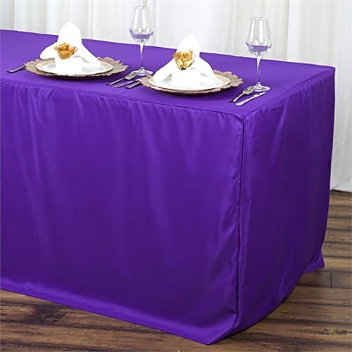 Doolova 6FT Fitted PURPLE Wholesale Polyester Table Cover Wedding Banquet Event Tablecloth