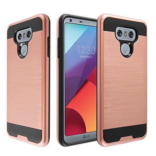 LG G6 Case, Onyxii Hybrid Dual Shockproof Layer Brushed Texture Slim Protector Cover for LG G6 - Rose Gold