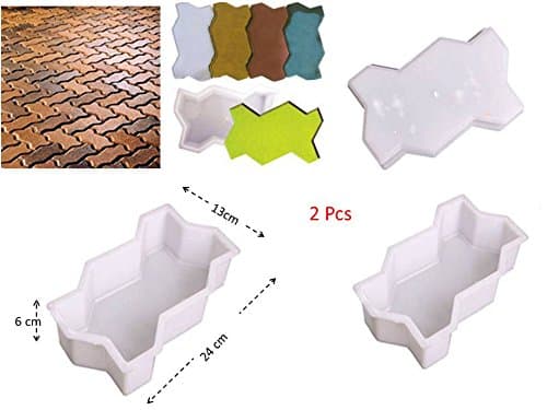 JTW-Lot of 2 Pcs DIY Three Waves shape Brick Path Mold path way concrete paving brick Pavement Walkway mold Plastic (13x24x6 cm) White color