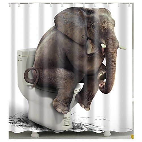 Elephant-Sitting Shower Curtain 1 Pc for Home and Bath