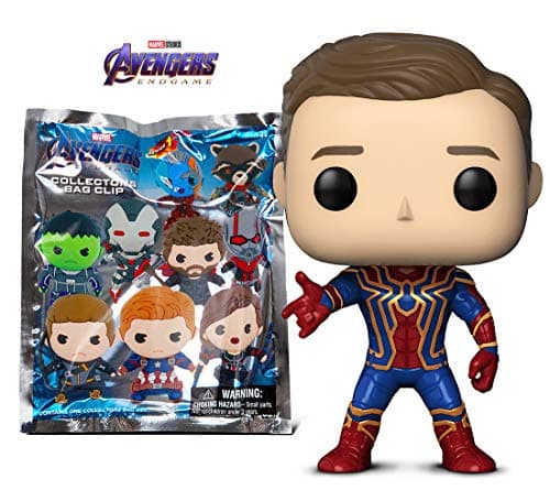 Warp Gadgets Avengers Bundle - Funko POP Iron Spider Unmasked Box Lunch Exclusive and Endgame Keychain Blind Bag - Collectible Figures (2 Items)