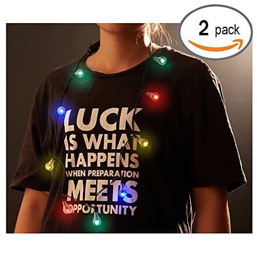 YIISUN LED Light Up Christmas Bulb Necklace Halloween Lights String Light Party Favors (Pack of 2)