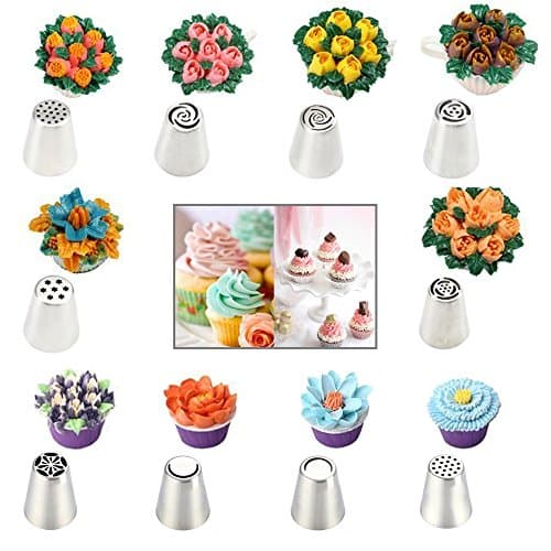 Cake Decorating Tips Set Russian Piping and Sphere Ball Extra Large by KingMe 37PC Cupcake Supplies Reusable Silicone and Disposable Pastry Bags Coupler Nozzles Professional Results with Ease