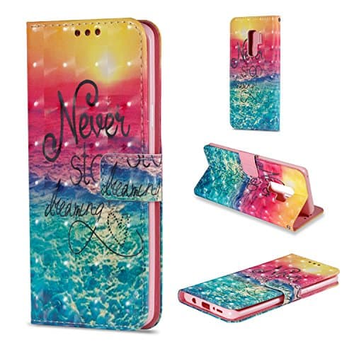 Samsung Galaxy S9 Plus Wallet Case,S9 Plus Case,Pattern Variety PU 3D Painted Leather Case Magnetic Adsorption Card Slot Fast Bracket Wallet Case For Samsung Galaxy S9 Plus (Chasing Dreams)