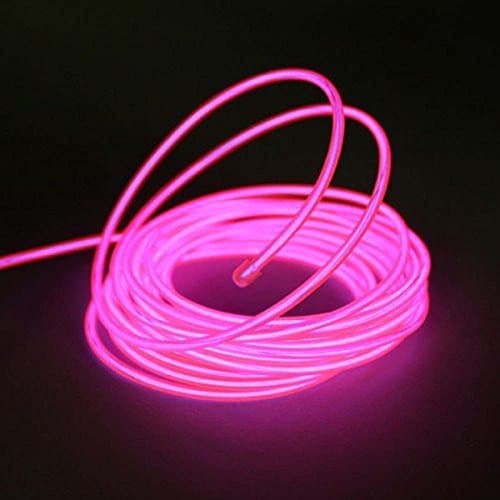 Neon Glowing Strobing Electroluminescent Wire, Portable Light Luminous wire 15ft length Driver with Battery Pack Controller for Cosplay Dress Burning Man by Megach (15ft, pink)