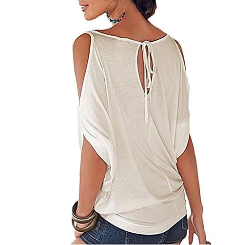 (Low price processing)YakkieSiva Women's Cutout Cold Shoulder Short Sleeve Tops T Shirt