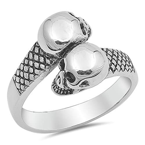Stainless Steel Skull Bypass Ring - Size 13