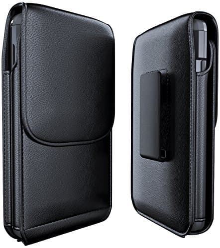 Meilib Belt Clip Case for iPhone 7 Plus Leather Holster Pouch with Belt Holder Designed for Apple 7 Plus Phone Sleeve with Wallet ID Card Slot (Works w/Slim Thin Cover on) Black