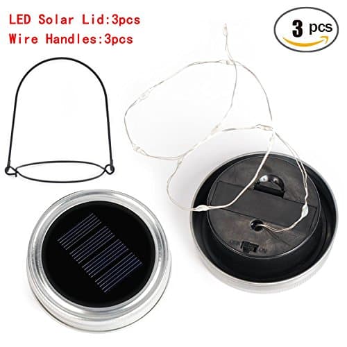 3 Pack Solar Mason Jars Lids,Color Changing Waterproof Solar Mason Jar Lids for Outdoor Patio Garden Decor Christmas Holiday Wedding Party(Jars NOT included)