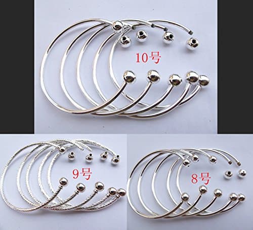 ORLEI 10pcs Silver Plated European Bangle Smooth Jewelry Making Chains Diameter 70mm #10