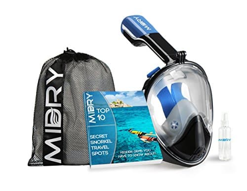 MIDRY Full Face Snorkel Mask - Easy Breathe Technology (Deep Black, S/M)