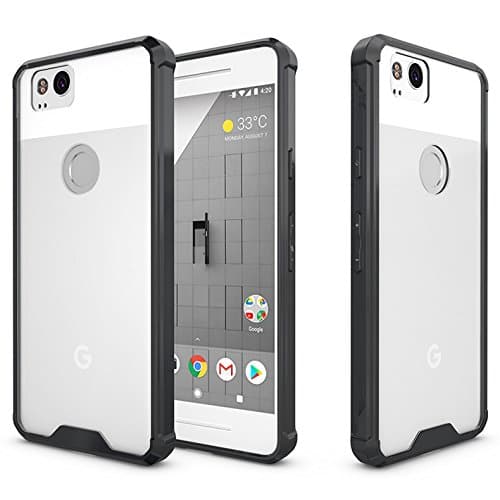Google Pixel 2 XL Case, PopSmart Shockproof Hybrid Hard Clear Back Bumper Cover for Google Pixel 2 XL (black)