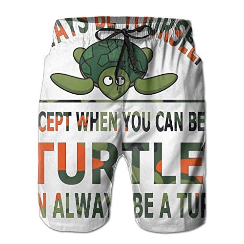 LUASD Men's Camouflage Always Be Yourself Turtle Quick Drying Breathable Beach Pants Swim Trunks Large