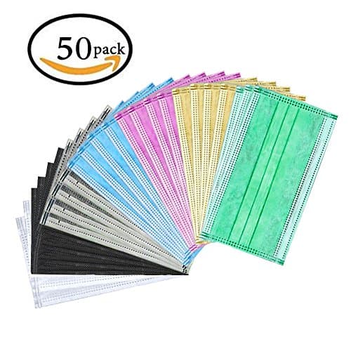 Disposable Earloop Face Mask - 50Pcs Disposable Surgical Face Flu Masks 3-Layer Filter Protection Super Filter Pollen Dust and Bacteria