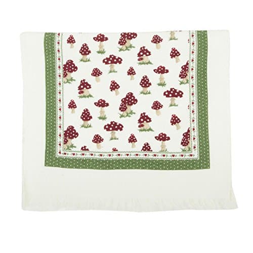 MUSHROOM TOADSTOOLS RED CREAM 100% COTTON MADE IN NETHERLANDS TEA TOWEL 40X60CM