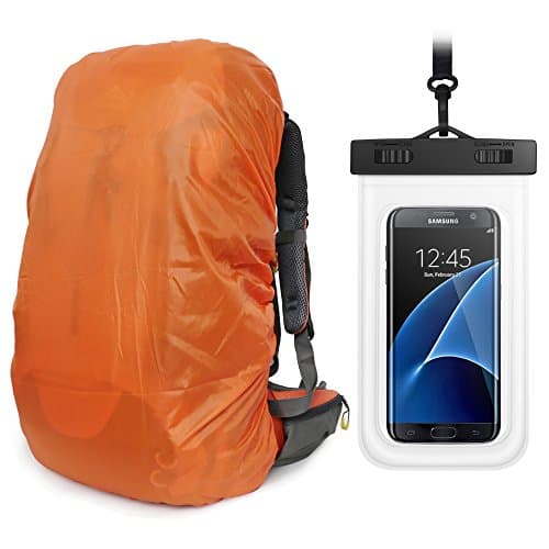 UltraLight Backpack Rain Cover With PU Stored Bag&amp;Cellphone Waterproof Case,3 Color Available,15-90L For Camping,Hiking,Cycling,Waterproof case for iPhone 6S 6, S7 Edge,S7,Up to 6 inches