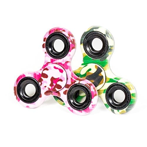 Hand Spinner Fidget New Popular Relieve Stress Plastic finger Spinner for Kids 2017 (Two Pcs Pink Camo and Camo))