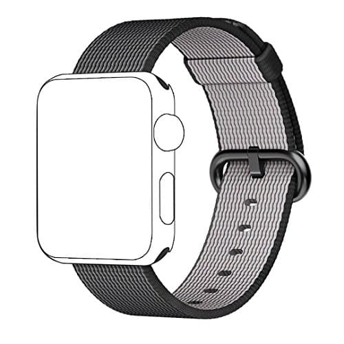Band for Apple Watch 38mm,QIFIT Third Party Fine Woven Nylon Wrist Strap Bracelet Replacement Band with Stainless Steel Buckle for Apple Watch Series 2, Series 1, Sport, Edition,38mm,Black