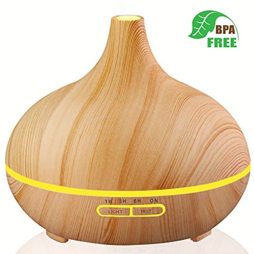Essential Oil Diffuser 300ml Aromatherapy Ultrasonic Cool Mist Humidifier 7 Color LED Lights for Office Home Bedroom Living Room Study Yoga Spa - Wood Grain