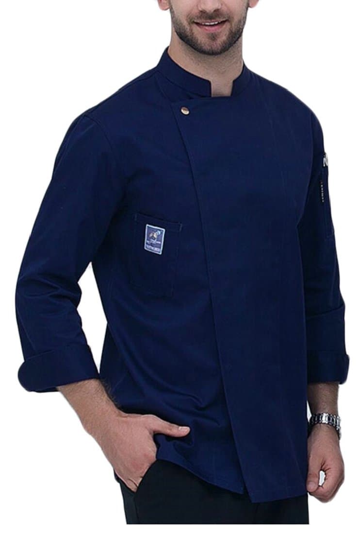 TTYLLMAO Men Chef Jacket Long Sleeve Kitchen Cook Coat Uniforms