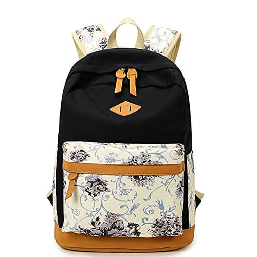 School Backpack for Girls Canvas Casual Lightweight Bookbag Backpack