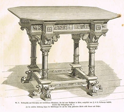 Baumer's 'Gewerbehalle'- FOOTED &amp; WINGED OCTOGONAL TABLE - c1870