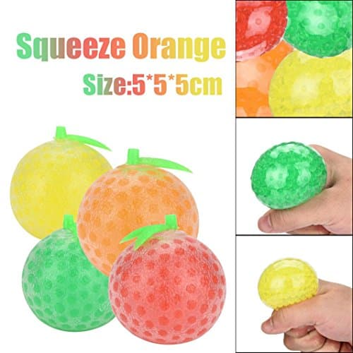 Orange Stress Relief Toy,Sefter Fun 5CM Rubber Fruit Ball Hand Wrist Squeeze Toy Stress Autism Mood Relief Gift (Random Colour)