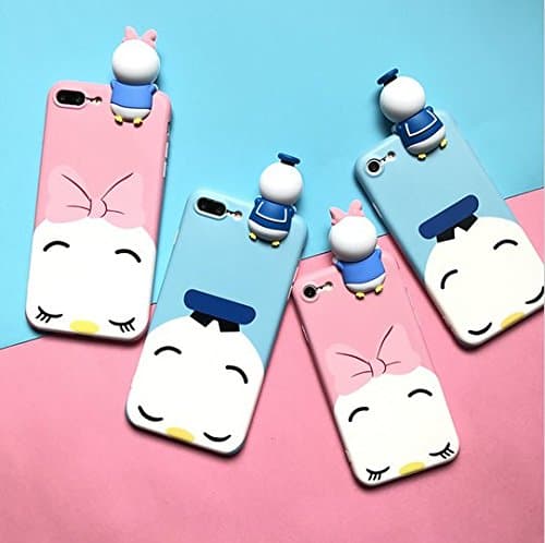 3D Donald Duck and Daisy Dolls phone Cases For iphone 6 6s 6plus 7 7Plus Scrub soft silicon case back cover for iphone (blue iphone6 plus/6s plus)