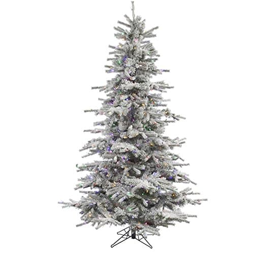 12' Pre-Lit Flocked Sierra Artificial Christmas Tree - Multi-Color LED Lights
