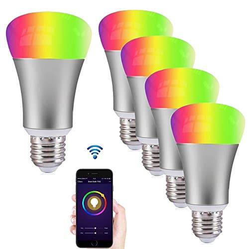 Wi-Fi Smart Dimmable Color Changing LED Light Bulb(5 Pack), Smartphone Control from Anywhere No Hub Required, Work with Amazon Alexa, Timing function