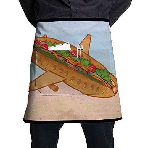 Vietnamese Hotdog Airplane.jpeg Short Waist Apron Polyester Kitchen Half Chef Waiter Apron With Pockets