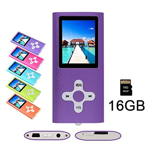 RHDTShop MP3 MP4 Player with a 16 GB Micro SD card, Support UP to 32GB TF Card, Portable Digital Music Player/Video/Media Player/FM Radio/E-Book Reader, Ultra Slim 1.7” LCD Screen, Purple