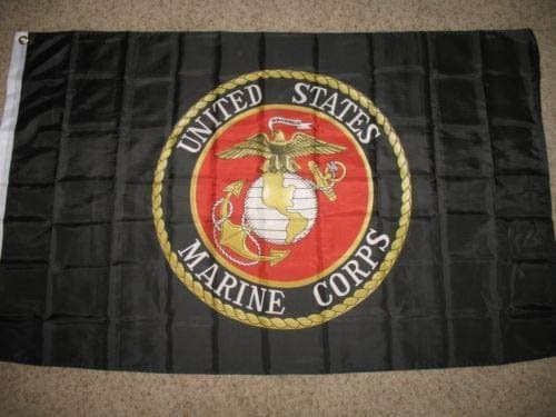 3' X 5' U.S. American &amp; Usmc Marine Corps Black Flag Banner 3X5