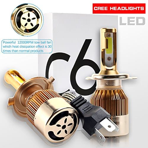 RCJ LED Headlight H4 HB2 9003 120W Car Conversion DRL Headlamp Hi/Low Beam Bulbs Lamp Kit 6000K 9000LM Cool White COB Chips Super Bright - 3 Year Warranty(a pair)