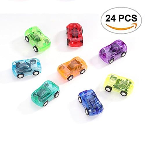 24pcs/lot Mini Transparent Pull Back Cars Model Set for Kids and Toddlers,Plastic Pull Back Diecast Car Toys for Party Favor Giveaway